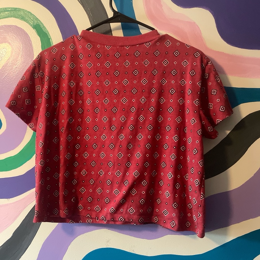 Red Patterned Crop Top - Picture 3 of 3